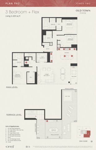 Floor plan for 3 beds, 3 baths, 2420 sqft