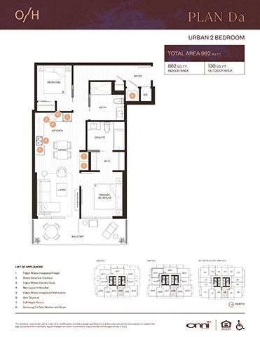 Floor plan for 2 beds, 2 baths, 862 sqft