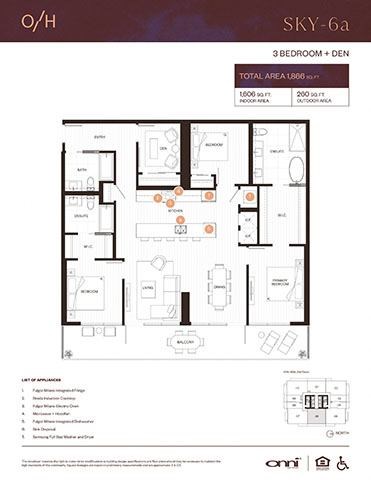 Floor plan for 3 beds, 3 baths, 1606 sqft
