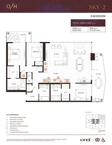 Floor plan for 3 beds, 3 baths, 1672 sqft