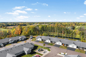 Pine City triplex for rent - Drone photo of Hilltop Cottages in Pine City, MN