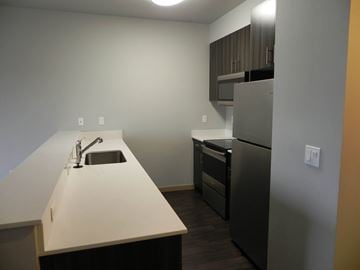 Port Orchard apartment for rent - A kitchen with a sink and a refrigerator.