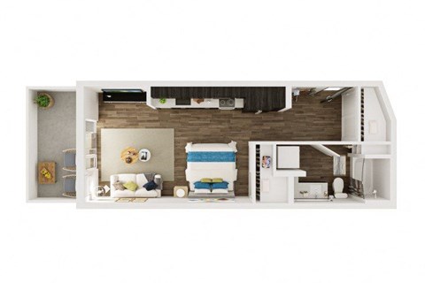 Floor plan for studio, 1 bath, 546 sqft