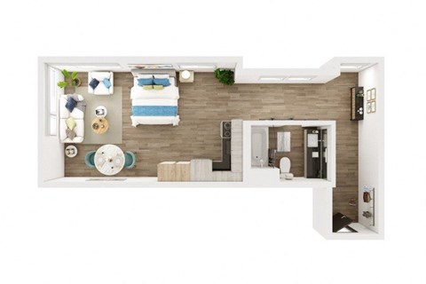 Floor plan for studio, 1 bath, 552 sqft