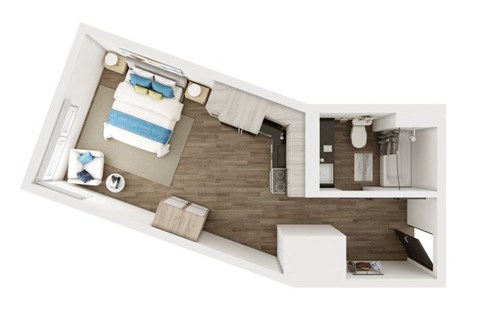 Floor plan for studio, 1 bath, 394 sqft