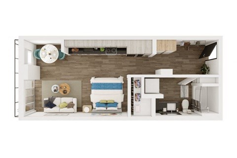 Floor plan for studio, 1 bath, 534 sqft