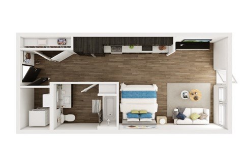 Floor plan for studio, 1 bath, 554 sqft