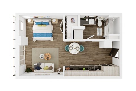 Floor plan for studio, 1 bath, 555 sqft