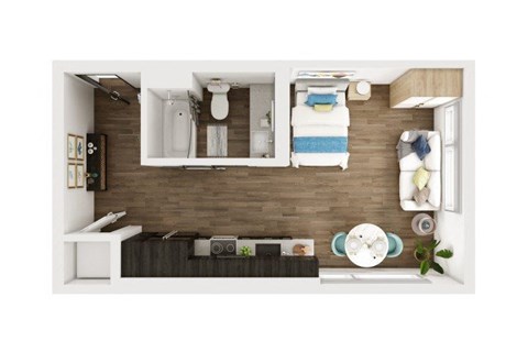 Floor plan for studio, 1 bath, 455 sqft