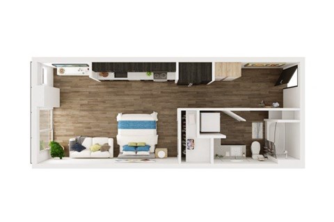 Floor plan for studio, 1 bath, 531 sqft