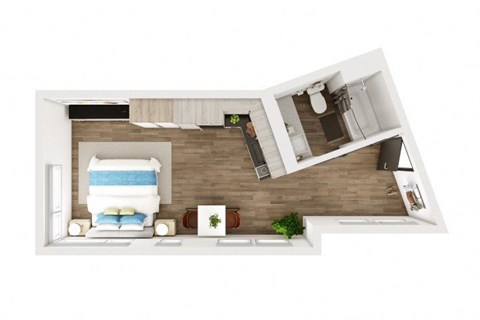 Floor plan for studio, 1 bath, 399 sqft