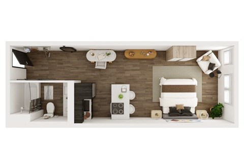 Floor plan for studio, 1 bath, 464 sqft