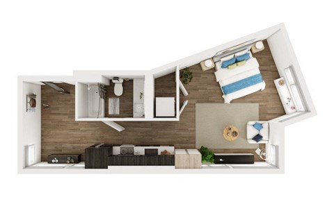 Floor plan for studio, 1 bath, 550 sqft