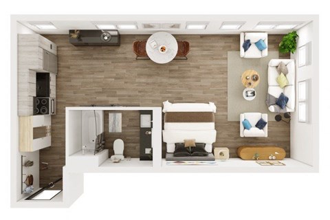 Floor plan for studio, 1 bath, 560 sqft