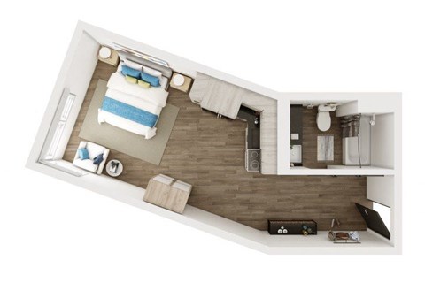 Floor plan for studio, 1 bath, 405 sqft
