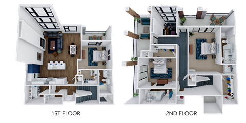 Floor plan for 3 beds, 3.5 baths, 2118 sqft