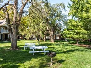 Overland Park townhouse for rent - A park with benches and trees.