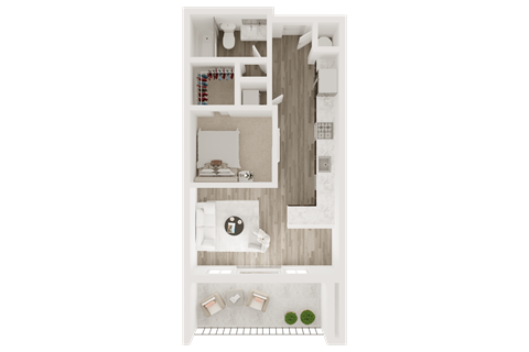 Floor plan for studio, 1 bath, 568 sqft