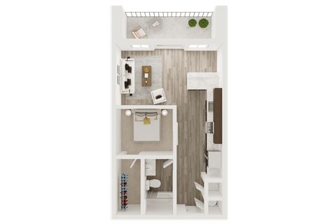 Floor plan for studio, 1 bath, 640 sqft