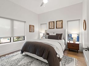 Bentonville apartment for rent - A Bedroom With Ceiling Fan at G at Market Apartments, Bentonville, AR, 72712