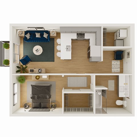Floor plan for 1 bed, 1 bath, 800 sqft