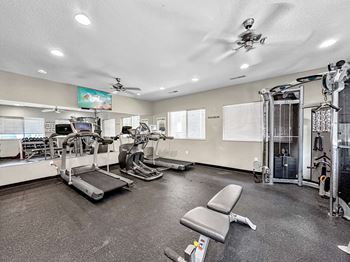 A gym with elliptical machines