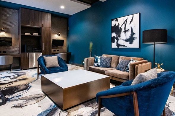 Kansas City apartment for rent - Living room area with couch at 44 Washington, Kansas City, MO, 64111