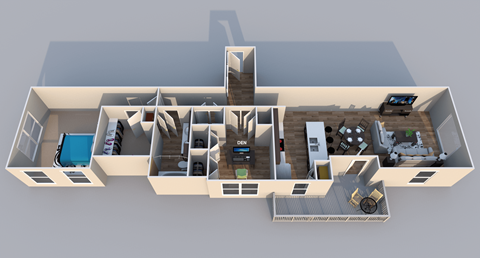 Floor plan for 1 bed, 1 bath, 1177 sqft