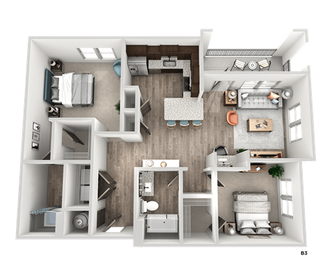 Floor plan for 2 beds, 2 baths, 1120 sqft