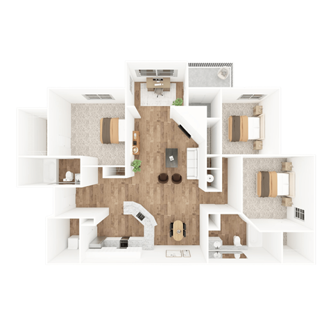 Floor plan for 3 beds, 2 baths, 1494 sqft