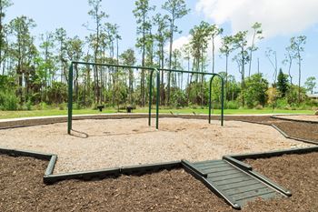 A swing set in a park