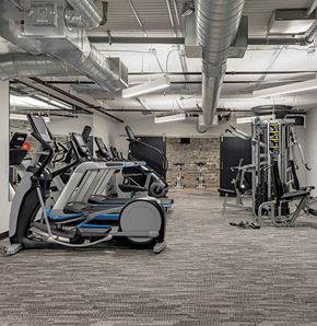 St. Paul apartment for rent - A gym with treadmills, elliptical machines and weight machines.