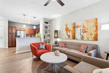 Wood-inspired flooring in living areas