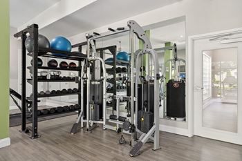 High-endurance fitness center with free weights, strength training & cardio equipment