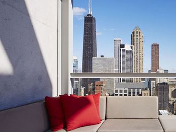 Lounge area with city view