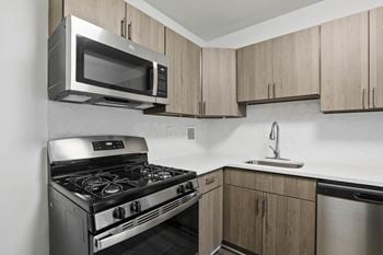 Modern kitchen with gleaming countertops
