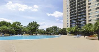 Swimming pool with expansive sun deck