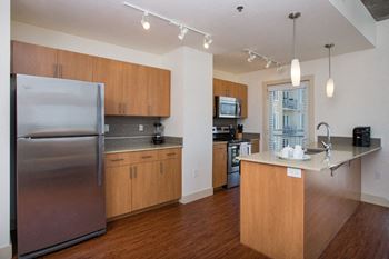 Kitchen with modern lighting