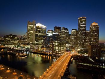 Beautiful view of city in light