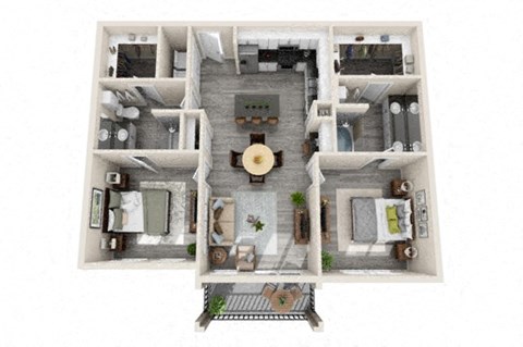Floor plan for 2 beds, 2 baths, 994 sqft