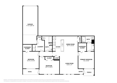 Floor plan for 3 beds, 2 baths, 1478 sqft