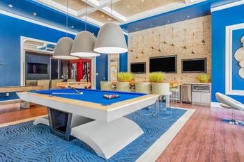 Game lounge with entertainment kitchen
