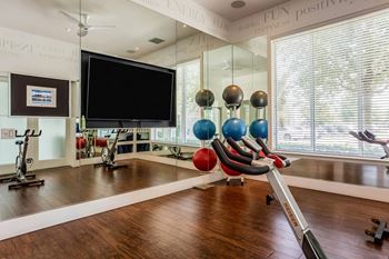 Aerobic studio with virtual on-demand fitness