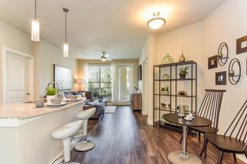 Cherry or cool-gray wood-style flooring