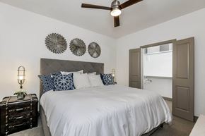Dallas apartment for rent - The Callie apartments bedroom with ceiling fan