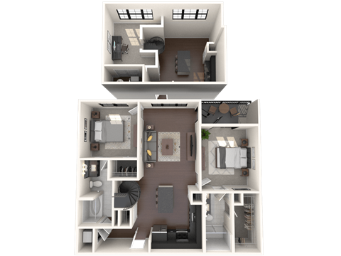 Floor plan for 2 beds, 2 baths, 1179 sqft