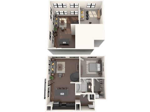 Floor plan for 1 bed, 1 bath, 1022 sqft