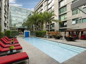 Resort-inspired lap pool with sundeck