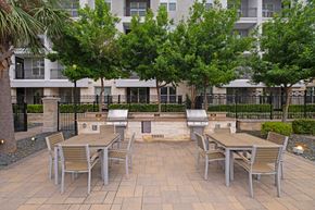San Antonio apartment for rent - A patio with a table and chairs and a fire pit.