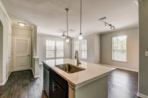 Houston apartment for rent - A kitchen with a sink and a window.